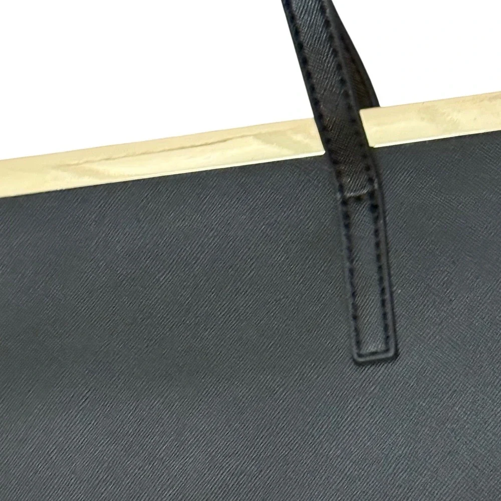 Aldo Black Faux‎ Leather Tote Bag Gold Trim On Front - Medium size